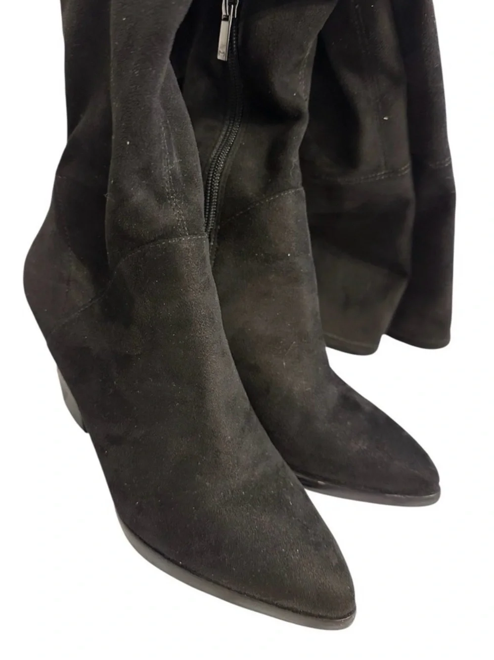 Marc Fisher LTD Okun Black Suede Over-the-Knee Boots Mob Wife Old Money Chic